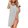 image:imageEkouaer Womens Nightgown Short Sleeve Sleepwear Comfy Sleepshirts Pleated Scoopneck Nightshirt SXXXLGrey