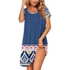 image:imageEkouaer Womens Nightgown Short Sleeve Sleepwear Comfy Sleepshirts Pleated Scoopneck Nightshirt SXXXLNavy Blue Print