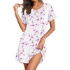image:imageEkouaer Womens Nightgowns Short Sleeve Nightshirt Soft Night Gown Ladies Nightdress Comfy Pajama DressWhite Pink Floral