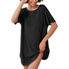 image:imageEkouaer Womens TShirt Nightgown Waffle Knit Short Sleeve Sleepshirts Comfy Casual Cover UpsBlack