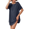 image:imageEkouaer Womens TShirt Nightgown Waffle Knit Short Sleeve Sleepshirts Comfy Casual Cover UpsBluish Violet