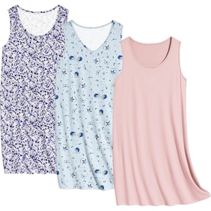image:imageEkouaer 3 Pack Nightgowns for Women Sleeveless Sleepwear Button Down Nightshirt Wide Strap Tank Sleep Shirt S3XLPlanetpurple Printpink