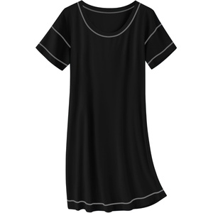 image:imageEkouaer Cotton Nightgowns for Women Oversized Sleepshirt Tshirt Night Gown Short Sleeve Night Shirt Casual Soft SleepwearBlack