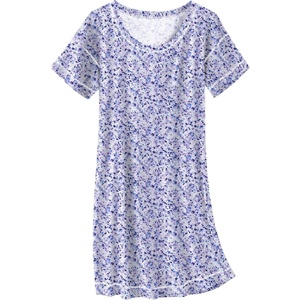 image:imageEkouaer Cotton Nightgowns for Women Oversized Sleepshirt Tshirt Night Gown Short Sleeve Night Shirt Casual Soft SleepwearFloral Purple