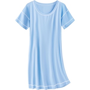 image:imageEkouaer Cotton Nightgowns for Women Oversized Sleepshirt Tshirt Night Gown Short Sleeve Night Shirt Casual Soft SleepwearLight Blue