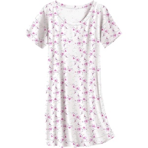 image:imageEkouaer Cotton Nightgowns for Women Oversized Sleepshirt Tshirt Night Gown Short Sleeve Night Shirt Casual Soft SleepwearLight Pink Floral