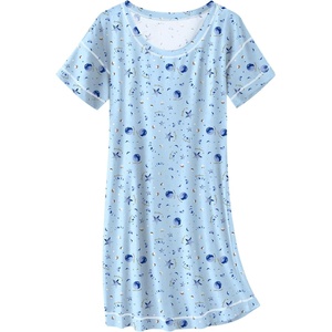 image:imageEkouaer Cotton Nightgowns for Women Oversized Sleepshirt Tshirt Night Gown Short Sleeve Night Shirt Casual Soft SleepwearMoon Star