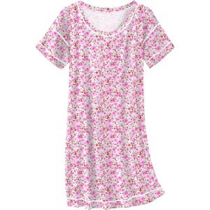 image:imageEkouaer Cotton Nightgowns for Women Oversized Sleepshirt Tshirt Night Gown Short Sleeve Night Shirt Casual Soft SleepwearPink Floral