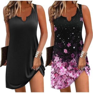 image:imageEkouaer Nightgowns for Women 2 Pack Tank Night Gown Sleeveless Sleep Shirt V Neck Chemise Soft Night Shirt Ladies Sleep DressBlackCherry Blossoms