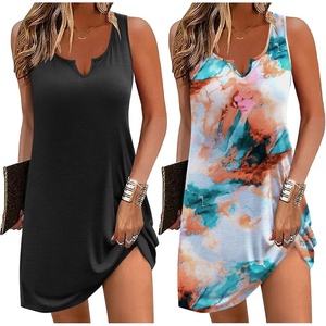 image:imageEkouaer Nightgowns for Women 2 Pack Tank Night Gown Sleeveless Sleep Shirt V Neck Chemise Soft Night Shirt Ladies Sleep DressBlackGreen Tie Dye
