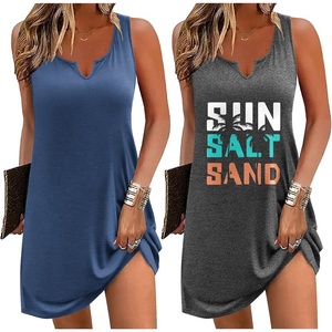 image:imageEkouaer Nightgowns for Women 2 Pack Tank Night Gown Sleeveless Sleep Shirt V Neck Chemise Soft Night Shirt Ladies Sleep DressNavyGray Letter
