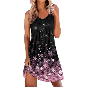 image:imageEkouaer Nightgowns for Women Sleeveless Sleep Shirt Tank Night Gown V Neck Chemise Pleated Night Shirt Soft Sleep DressCherry Blossoms