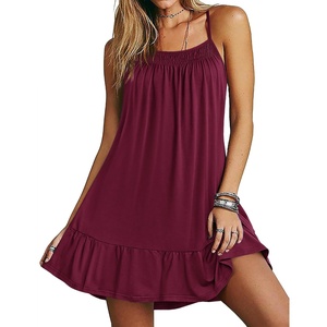 image:imageEkouaer Nightgowns for Women Spaghetti Strap Night Gown Sleeveless Sleep Dress Chemise SleepwearWine Red