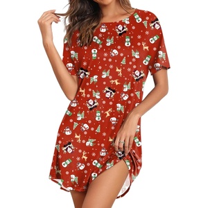 image:imageEkouaer Sleep Shirts for Women Short Sleeve Night Shirts for Sleeping Pullover Nightgown Soft Nightdress SXXXLRed Christmas
