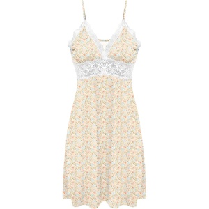 image:imageEkouaer Sleepwear Womens Chemise Nightgown Full Slip Lace Lounge DressBlue Floral