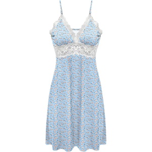 image:imageEkouaer Sleepwear Womens Chemise Nightgown Full Slip Lace Lounge DressBlue Flower