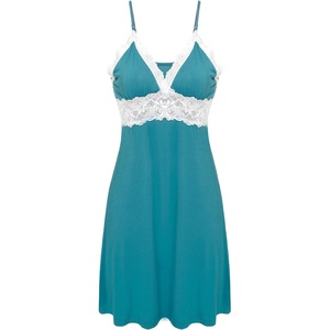 image:imageEkouaer Sleepwear Womens Chemise Nightgown Full Slip Lace Lounge DressBlue Green