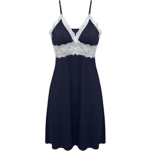 image:imageEkouaer Sleepwear Womens Chemise Nightgown Full Slip Lace Lounge DressNavy