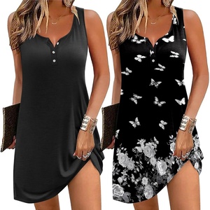 image:imageEkouaer Tank Nightgowns for Women 2 Pack Sexy Night Gown Sleeveless Sleepwear Soft Sleep Dress Button SleepshirtBlackblack Floral