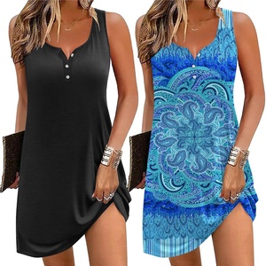 image:imageEkouaer Tank Nightgowns for Women 2 Pack Sexy Night Gown Sleeveless Sleepwear Soft Sleep Dress Button SleepshirtBlackblue Floral