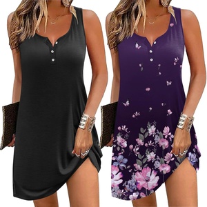 image:imageEkouaer Tank Nightgowns for Women 2 Pack Sexy Night Gown Sleeveless Sleepwear Soft Sleep Dress Button SleepshirtBlackpurple Floral