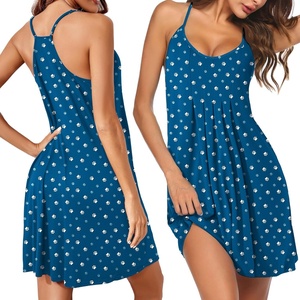image:imageEkouaer Women Nightgowns Sleeveless Sleepwear Spaghetti Strap Racerback Pajama Dress NightshirtDog Footprints