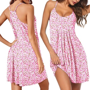 image:imageEkouaer Women Nightgowns Sleeveless Sleepwear Spaghetti Strap Racerback Pajama Dress NightshirtFloral Pink