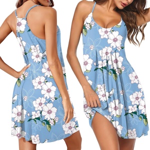 image:imageEkouaer Women Nightgowns Sleeveless Sleepwear Spaghetti Strap Racerback Pajama Dress NightshirtLight Blue Floral
