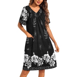 image:imageEkouaer Womens House Dress Floral Print Moo Moos Nightgowns Moomoo Dresses Mumus with PocketsBlack