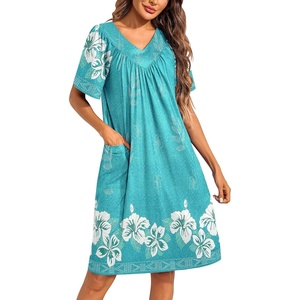 image:imageEkouaer Womens House Dress Floral Print Moo Moos Nightgowns Moomoo Dresses Mumus with PocketsGreen