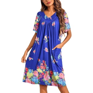 image:imageEkouaer Womens House Dress Floral Print Nightgown with Pockets Mumu DressBloom