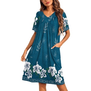image:imageEkouaer Womens House Dress Floral Print Nightgown with Pockets Mumu DressBlue Green
