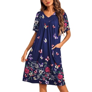 image:imageEkouaer Womens House Dress Floral Print Nightgown with Pockets Mumu DressButterfly