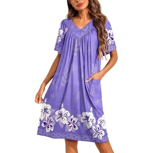 image:imageEkouaer Womens House Dress Floral Print Nightgown with Pockets Mumu DressLilac