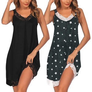 image:imageEkouaer Womens Nightgown 2 Pack Nightgown V Neck Lace Sleepwear Sleeveless Chemise Womens nightgowns amp sleepshirts SXXLBlackgrey Star