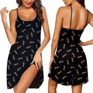 image:imageEkouaer Womens Nightgown Pj Dress for Women Adjustable Spaghetti Chemise Sleeveless V Neck SleepwearBlack Lovely Print