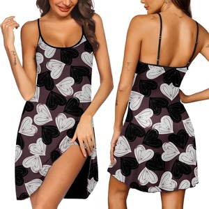 image:imageEkouaer Womens Nightgown Pj Dress for Women Adjustable Spaghetti Chemise Sleeveless V Neck SleepwearBlack White Love Print