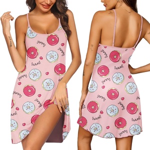 image:imageEkouaer Womens Nightgown Pj Dress for Women Adjustable Spaghetti Chemise Sleeveless V Neck SleepwearPink Donut Print