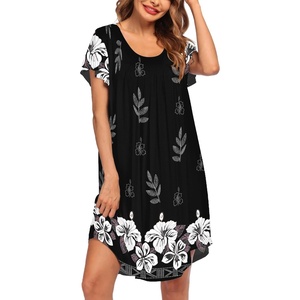 image:imageEkouaer Womens Nightgown Soft Sleepwear Pleated Sleepshirt Sleep Dress Short Sleeve Nightdress S3XLFloral Black