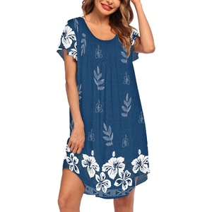 image:imageEkouaer Womens Nightgown Soft Sleepwear Pleated Sleepshirt Sleep Dress Short Sleeve Nightdress S3XLFloral Blue
