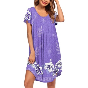 image:imageEkouaer Womens Nightgown Soft Sleepwear Pleated Sleepshirt Sleep Dress Short Sleeve Nightdress S3XLFloral Lilac