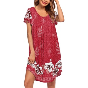 image:imageEkouaer Womens Nightgown Soft Sleepwear Pleated Sleepshirt Sleep Dress Short Sleeve Nightdress S3XLFloral Red