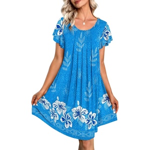 image:imageEkouaer Womens Nightgown Soft Sleepwear Pleated Sleepshirt Sleep Dress Short Sleeve Nightdress S3XLFloral Sky Blue