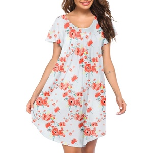 image:imageEkouaer Womens Nightgown Soft Sleepwear Pleated Sleepshirt Sleep Dress Short Sleeve Nightdress S3XLPurple Die Tye