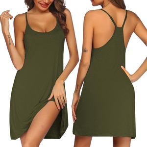 image:imageEkouaer Womens Racerback Sleeveless NightgownArmy Green