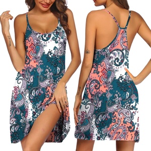 image:imageEkouaer Womens Racerback Sleeveless NightgownGreen Ethnic