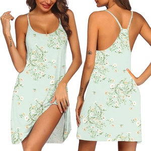 image:imageEkouaer Womens Racerback Sleeveless NightgownLight Green Floral