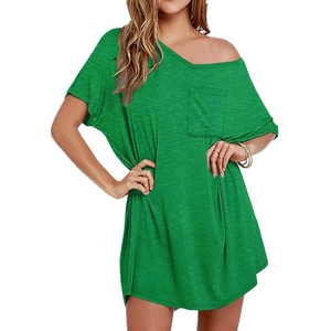 image:imageEkouaer Womens Tshirt Nightgown Cotton V Neck Sleepshirts Comfy Casual Nightshirt for WomenGreen