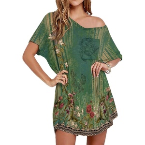 image:imageEkouaer Womens Tshirt Nightgown Cotton V Neck Sleepshirts Comfy Casual Nightshirt for WomenGreen Floral