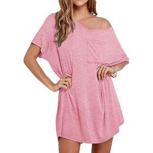 image:imageEkouaer Womens Tshirt Nightgown Cotton V Neck Sleepshirts Comfy Casual Nightshirt for WomenPink